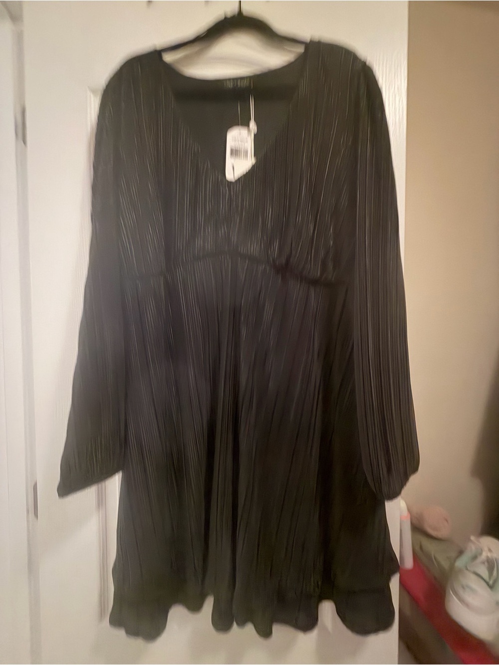 oak & trellis Black Empire Waist Pleated Mini Dress NWT Plus Size 2x